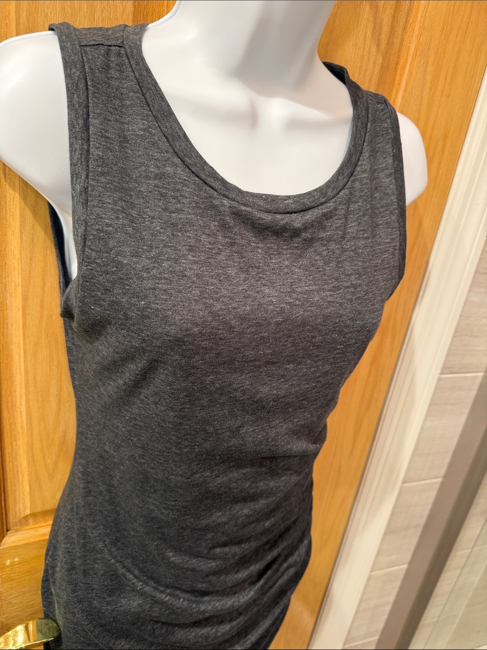 Leith Charcoal Sleeveless Ruched Mini Dress - Picture 2 of 5